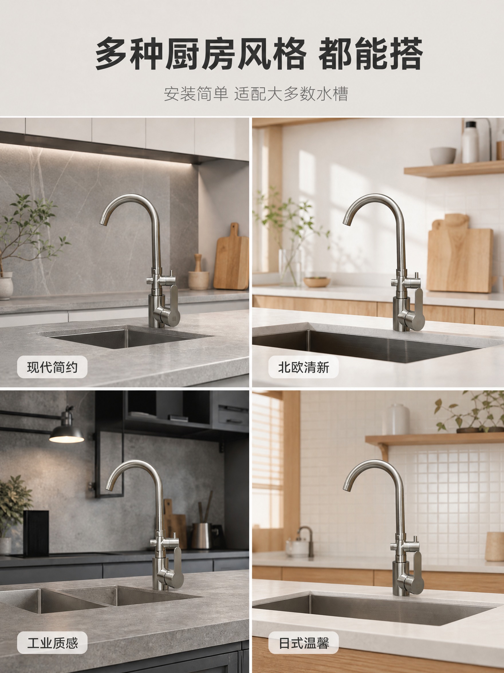 [商品] 使用【图1】304不锈钢厨房冷热水龙头（带分水器款）… - 图片创意预览