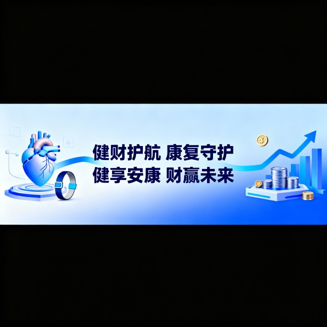生成健财护航 康复守护 健享安康 财赢未来蓝色海报横版预览效果