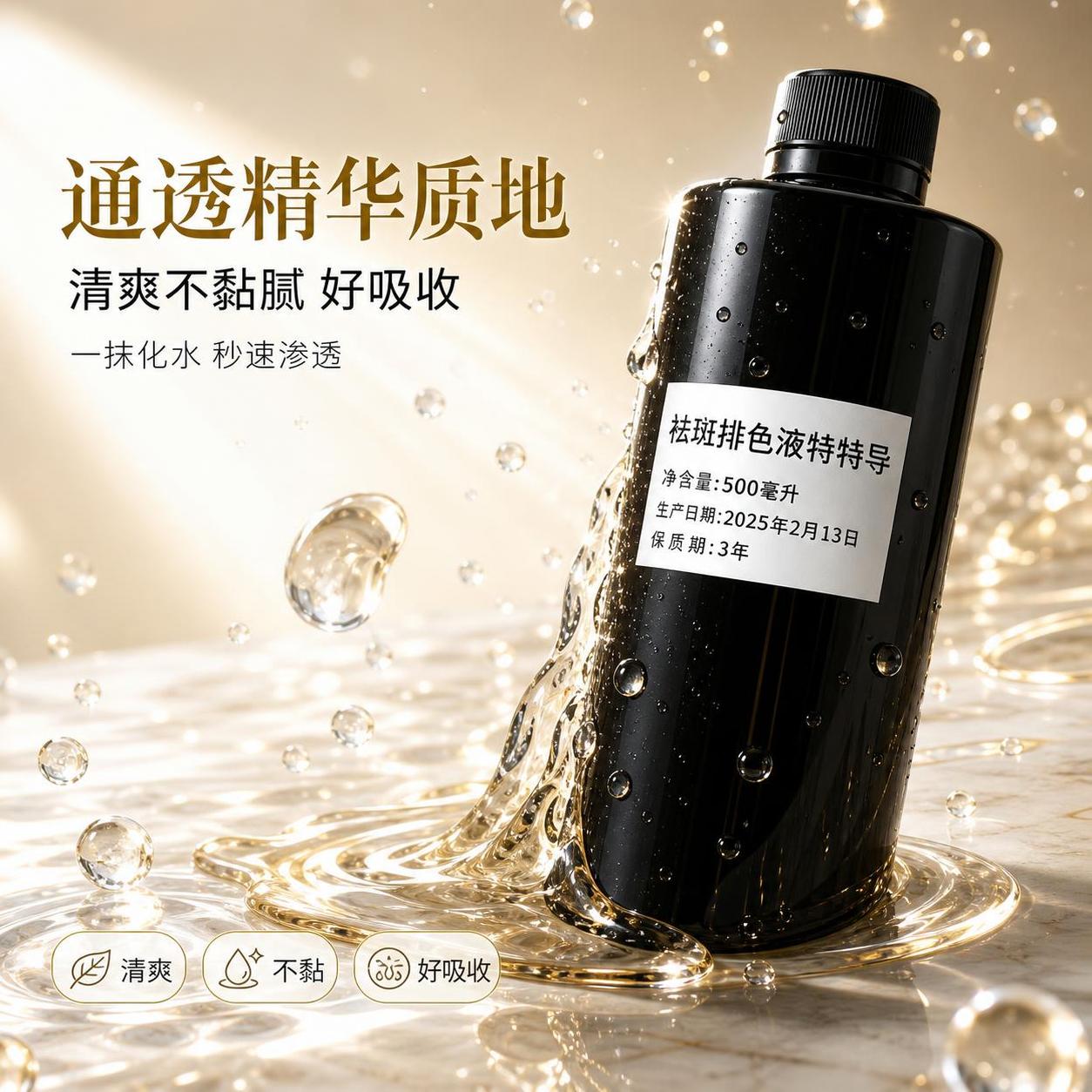 [主图-3] 通透精华质地展示 微距水滴流体感。 [氛围风格]… - 图片创意预览