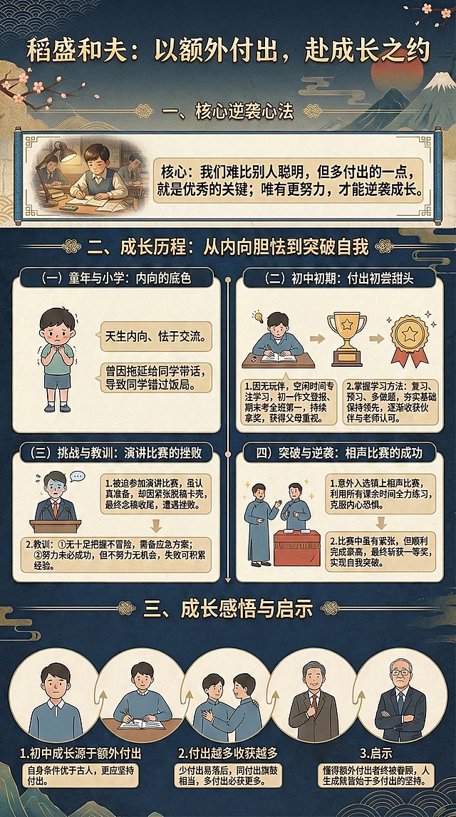 保留所有文字，生成一张排版精美、带有国风复古风格的长图，画面搭配与文字内容匹配的温馨写实风格插画，整体色调温暖治愈，符合成长故事的氛围
