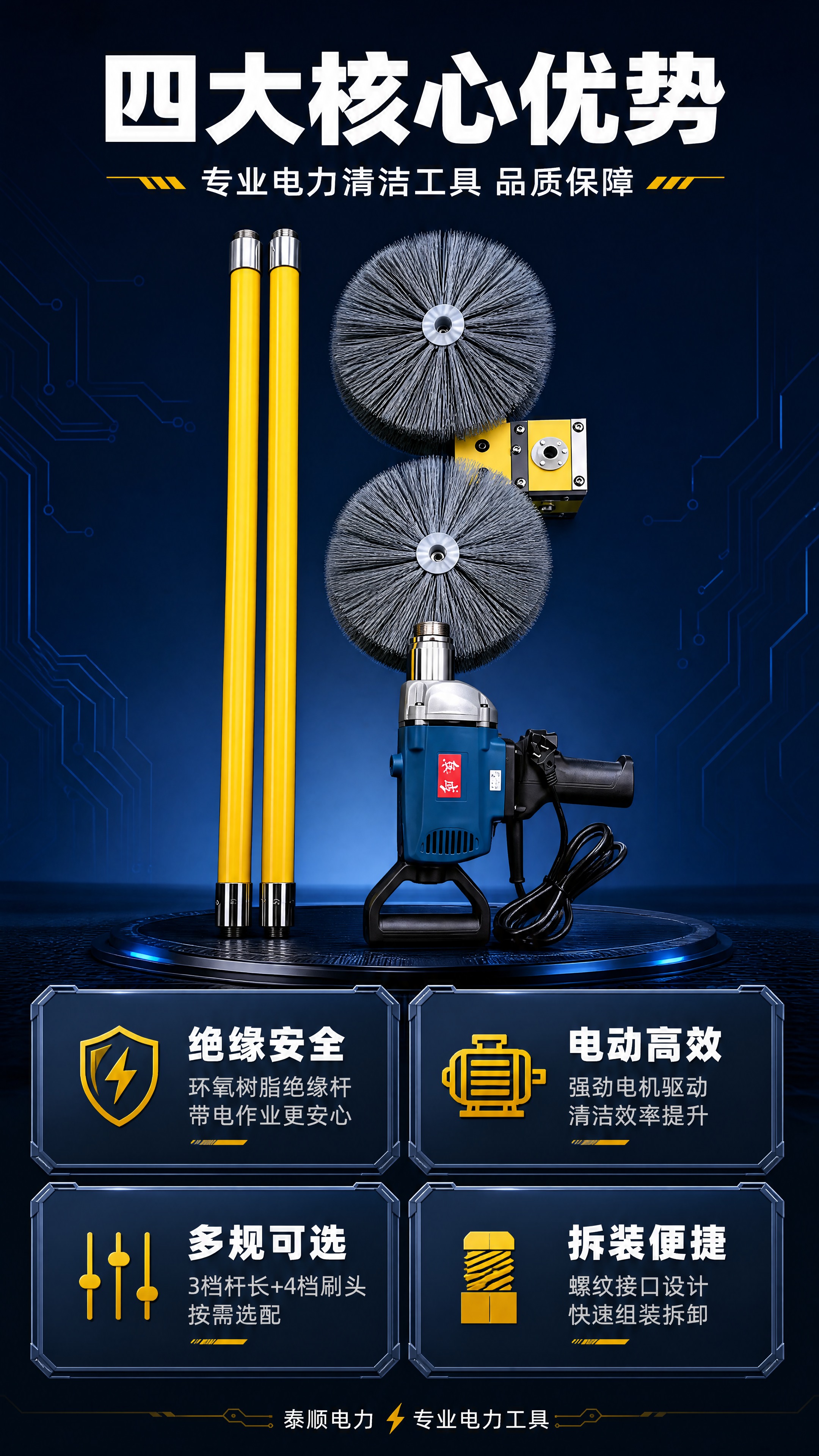 [商品] 使用【图1】电动绝缘子清扫刷组件；保留黄色绝缘杆、灰… - 图片创意预览