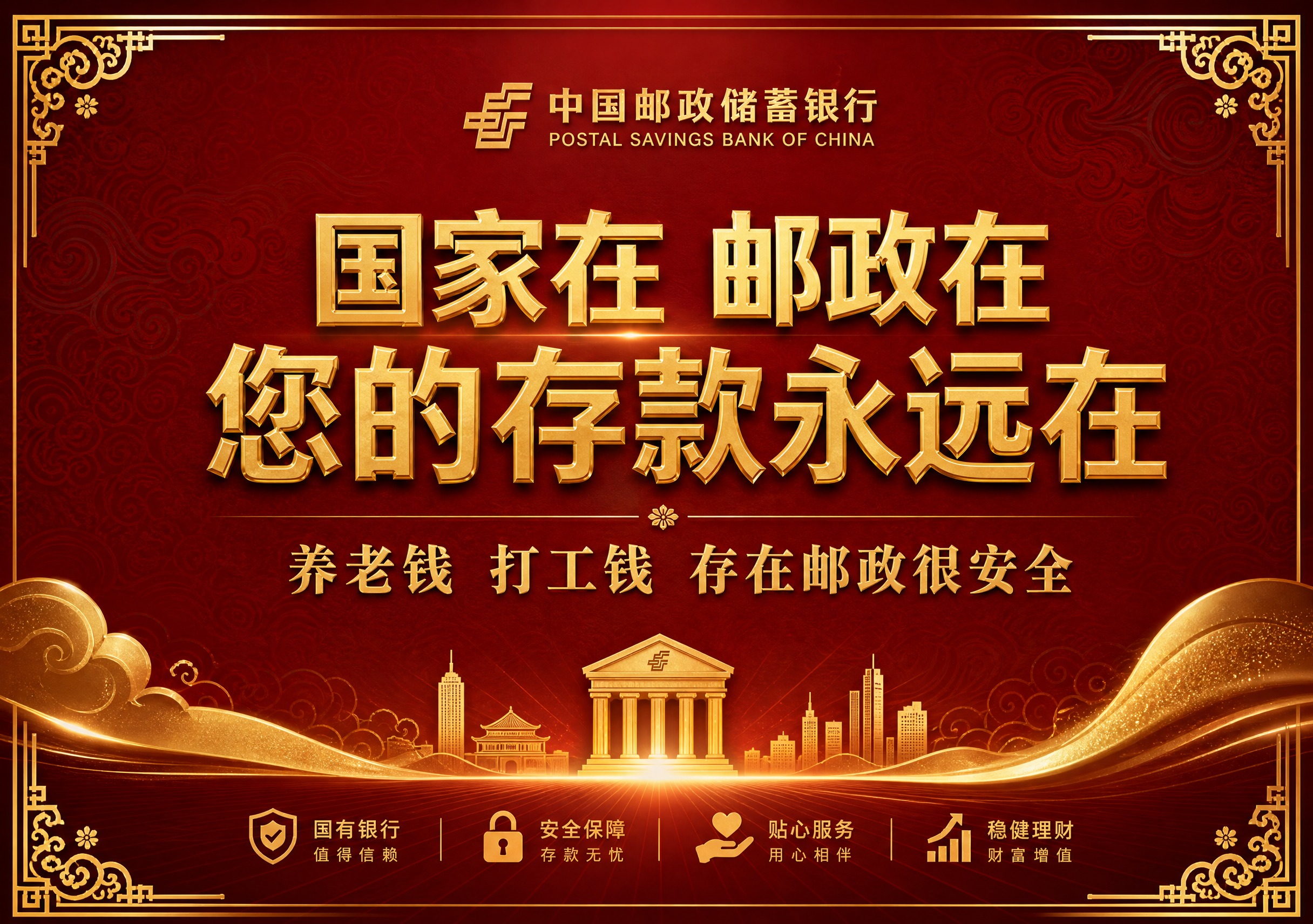 高端大气的银行吊旗设计，横版构图，深红色渐变背景为主色调，带有… - 图片创意预览