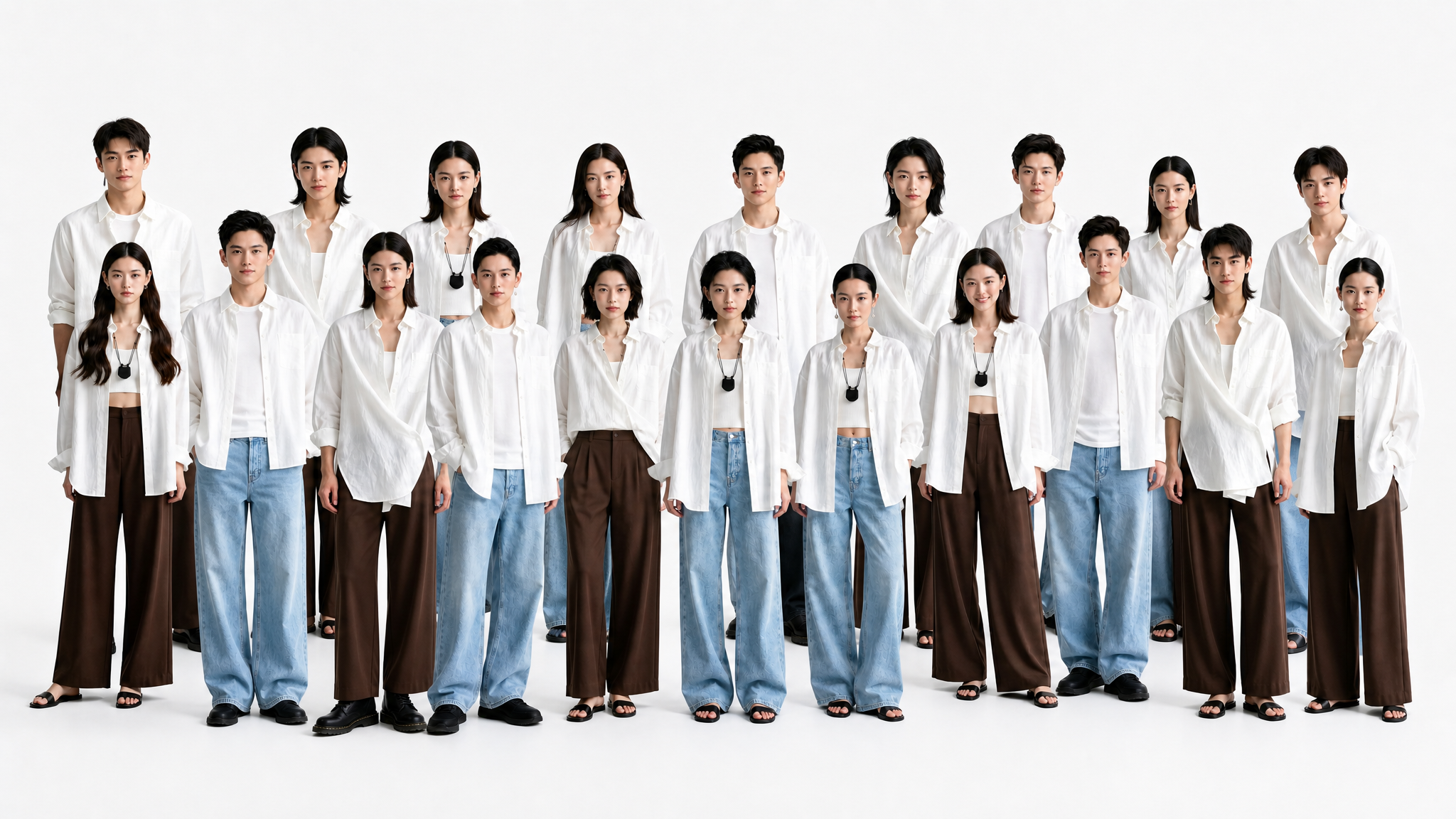 在第一张多人合影底图的基础上，加入后面9张图中的模特人物，最终… - 图片创意预览