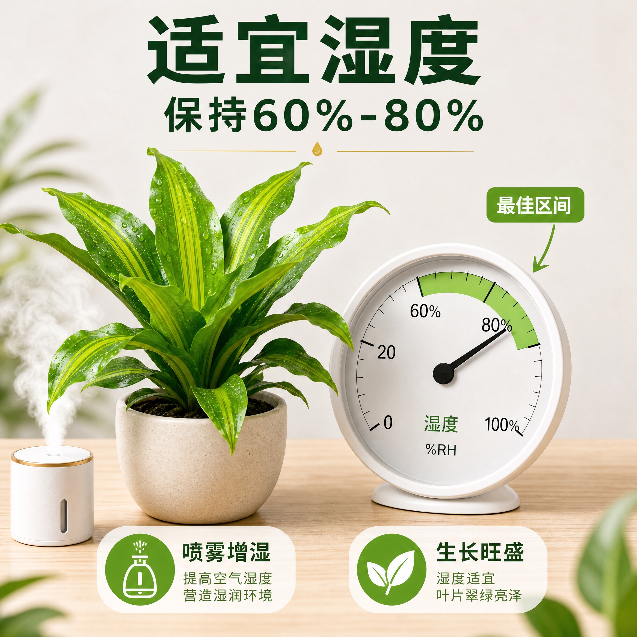 [主图-8] 湿度控制说明图，主题为金心也门铁的适宜湿度范围，… - 图片创意预览