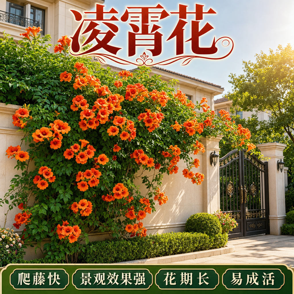 淘宝天猫电商主图，1:1正方形，凌霄花爬藤植物商品主图，画面主… - 图片创意预览