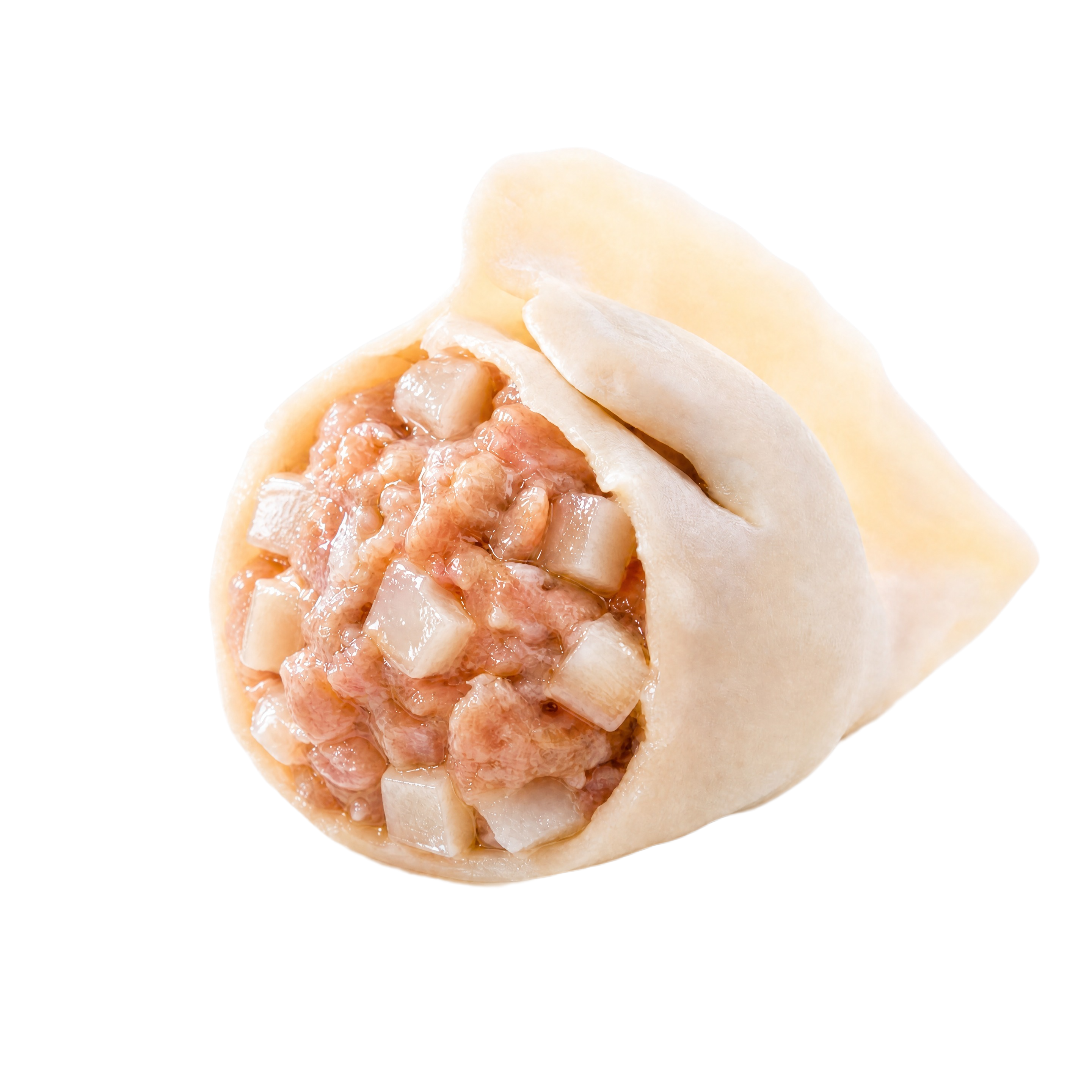 在保持饺子造型、莲菜颗粒肉馅结构和纯白背景不变的基础上，增加饺… - 图片创意预览