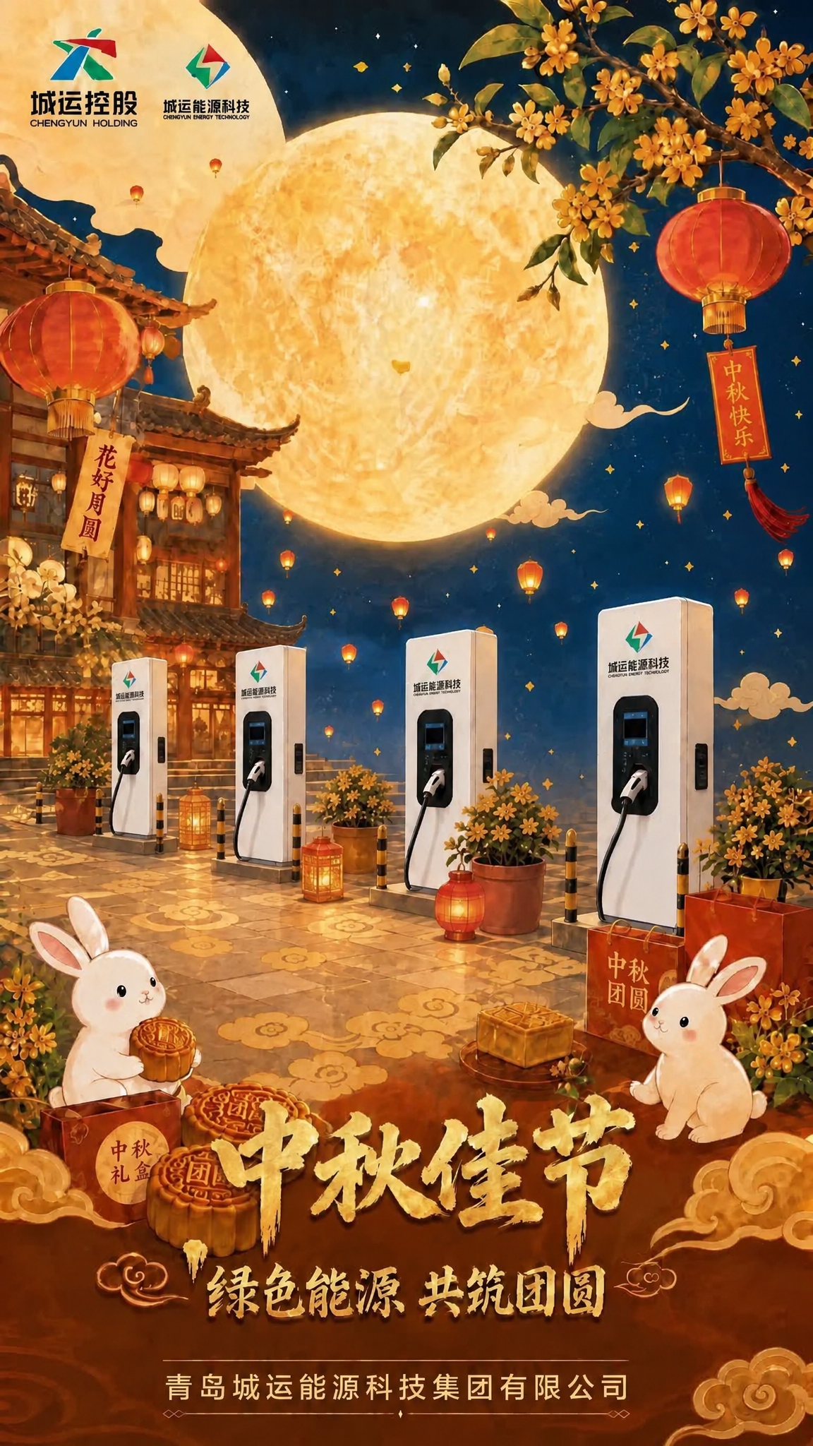 修复主标题文字，将"秋佳节"修正为完整的"中秋佳节"四个字，在… - 图片创意预览