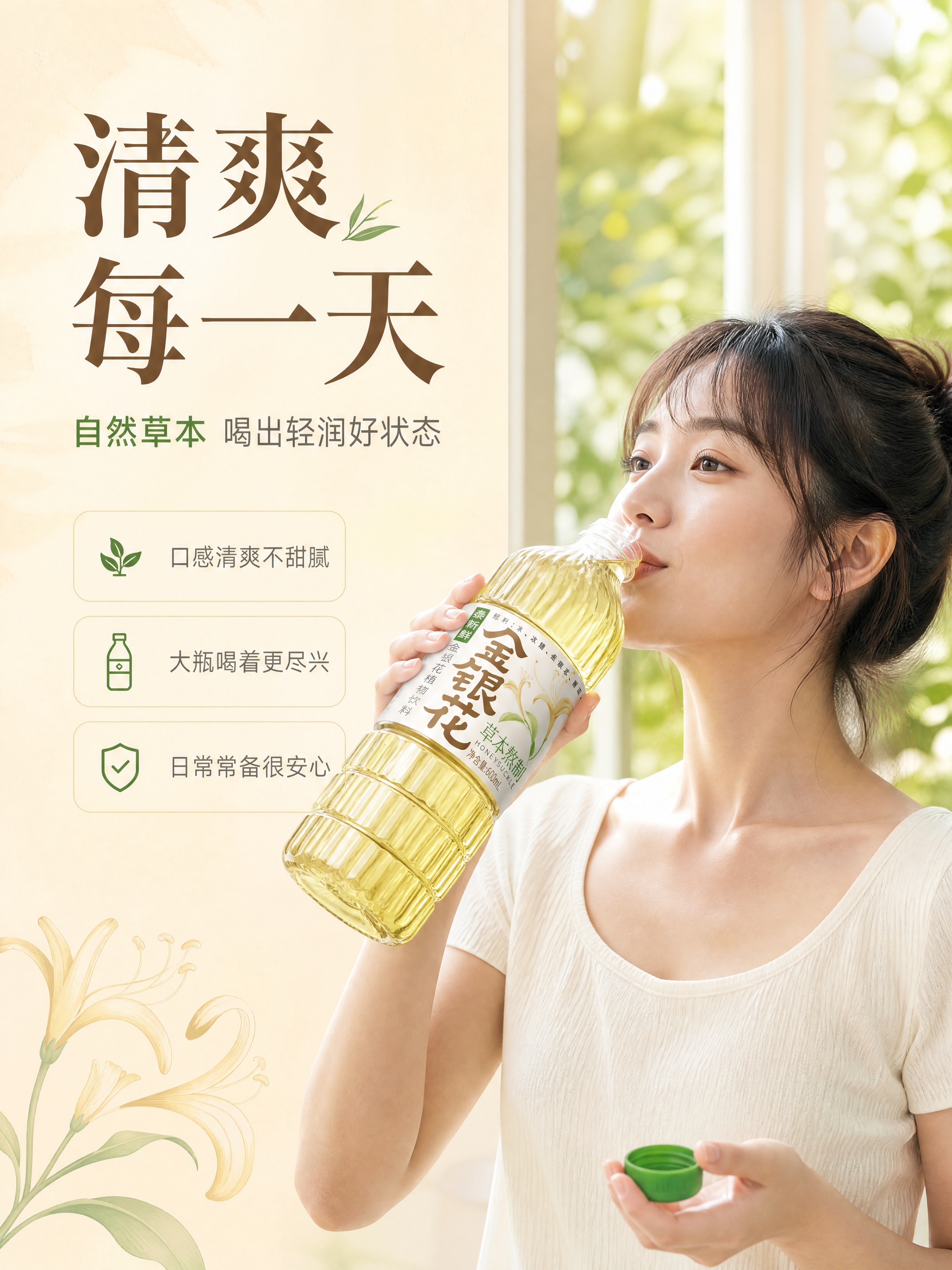 [商品] 使用【图1】泰新鲜金银花植物饮料单瓶；保留瓶身竖纹透… - 图片创意预览