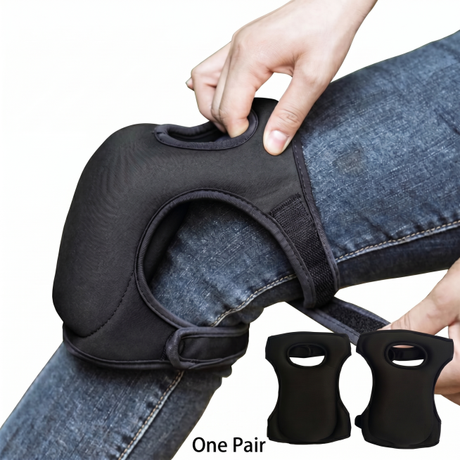 在右下角添加英文文字"One Pair"说明，保持800X800像素尺寸，纯白背景不变，已生成的黑色护膝穿戴产品图，其他内容保持不变预览效果