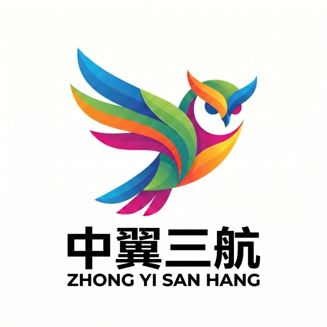 将图片中文字"中翼三航"和"ZHONG YI SAN HANG"的颜色全部修改为纯黑色，保留原logo图形，保持排版不变，背景依然为白色预览效果