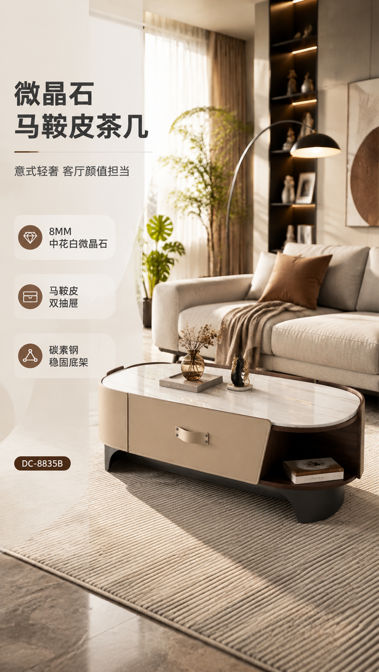 [商品] 使用【图1】DC-8835B茶几；保留椭圆形台面、双… - 图片创意预览