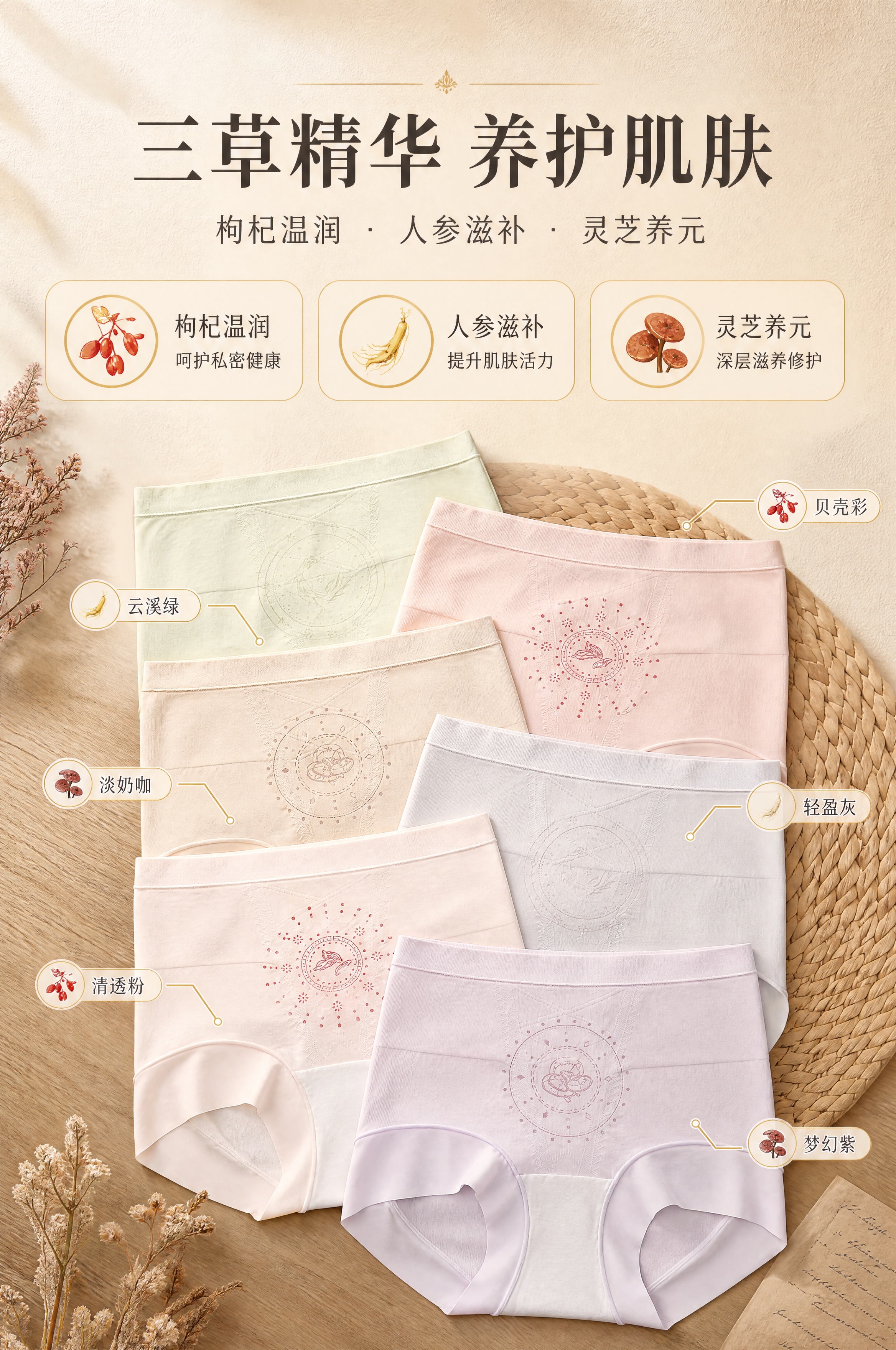 [商品] 使用【图3】多色内裤平铺展示图（清透粉、淡奶咖、贝壳… - 图片创意预览