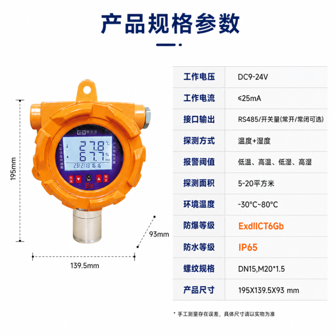 [第8屏] 产品规格参数屏，完整展示官方参数，本屏使用【图1】作为产品主体
[氛围/风格] 清晰参数表格排版，白底干净简约专业，参数一目了然
[元素布局] 左侧产品实物图，右侧参数表格排版，所有参数按预览效果