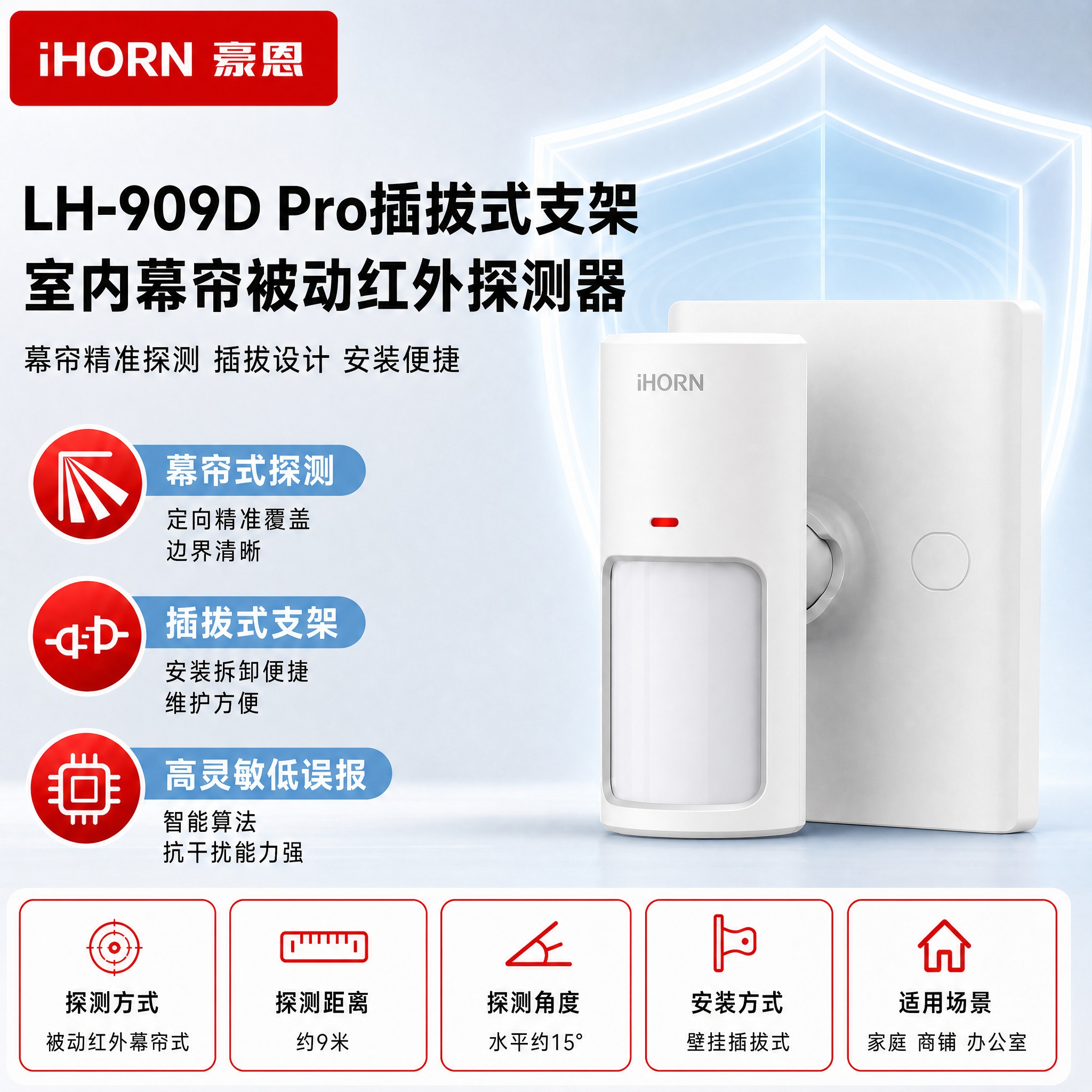 [主图-1] LH-909D Pro插拔式支架 室内幕帘被动红… - 图片创意预览