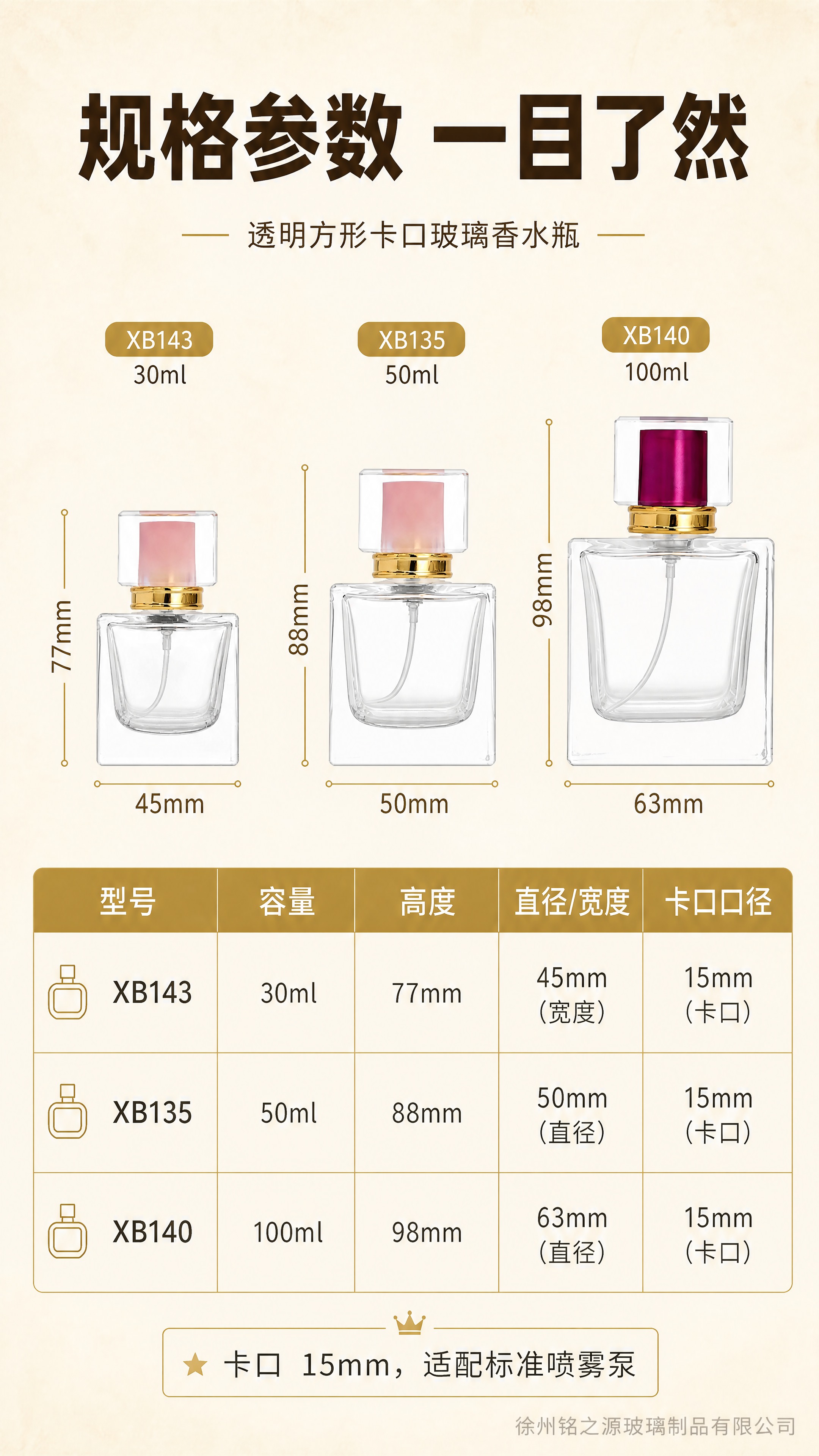 [商品] 使用【图1】与【图9】的透明方形卡口玻璃香水瓶尺寸参… - 图片创意预览