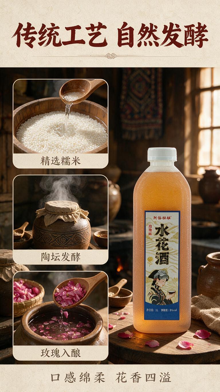 [商品] 阿依妞妞玫瑰味水花酒制作工艺展示。 [画面] 第5张… - 图片创意预览