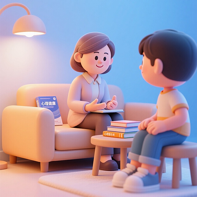 3D 卡通心理健康老师