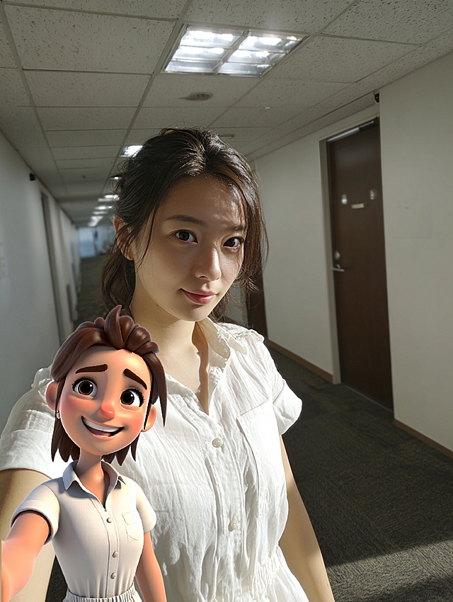 清新卡通风格，2D&3D混搭，拟人化角色与真人互动，营造趣味温馨氛围。