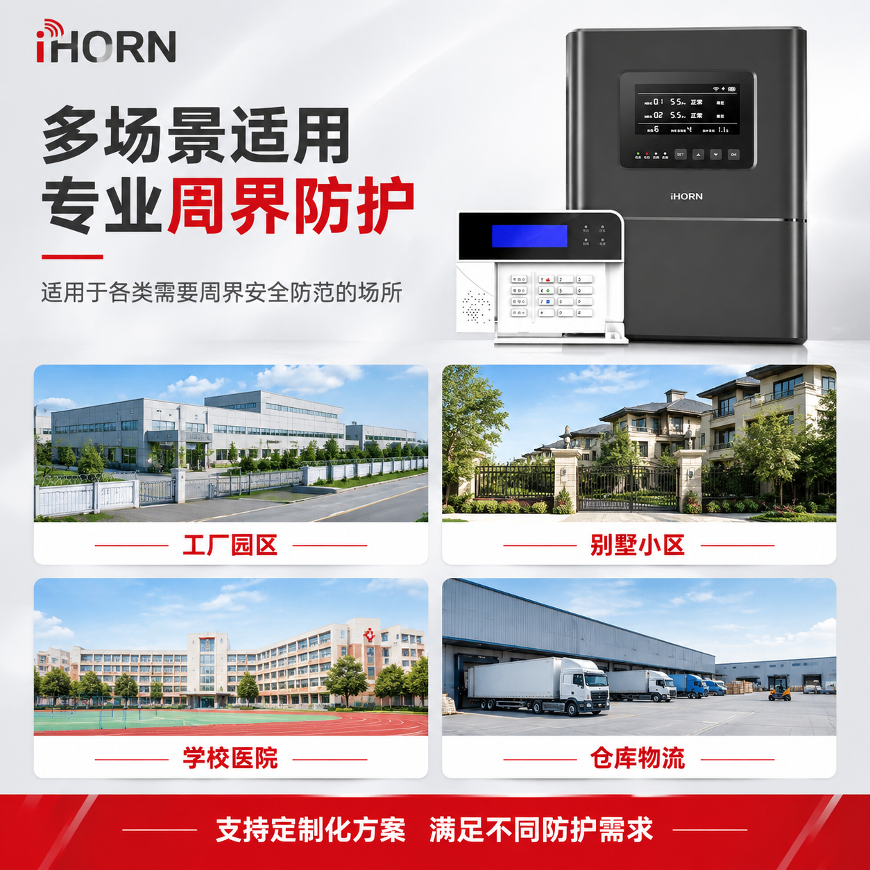 [主图-4] 应用场景图，主题：多场景适用 周界安防全覆盖。… - 图片创意预览