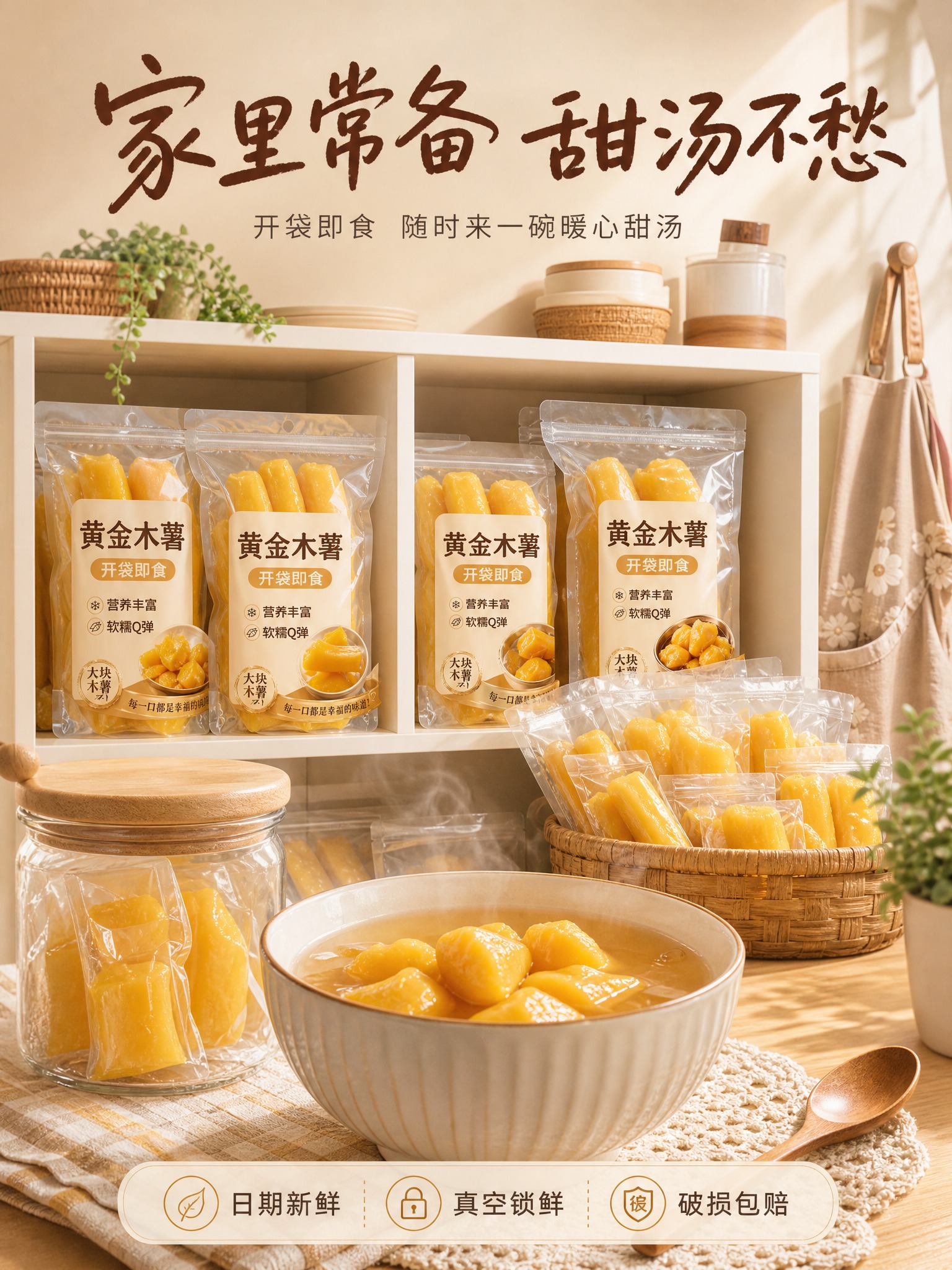 [商品] 使用【图1】即食黄金木薯产品图；保留独立真空包装、金… - 图片创意预览