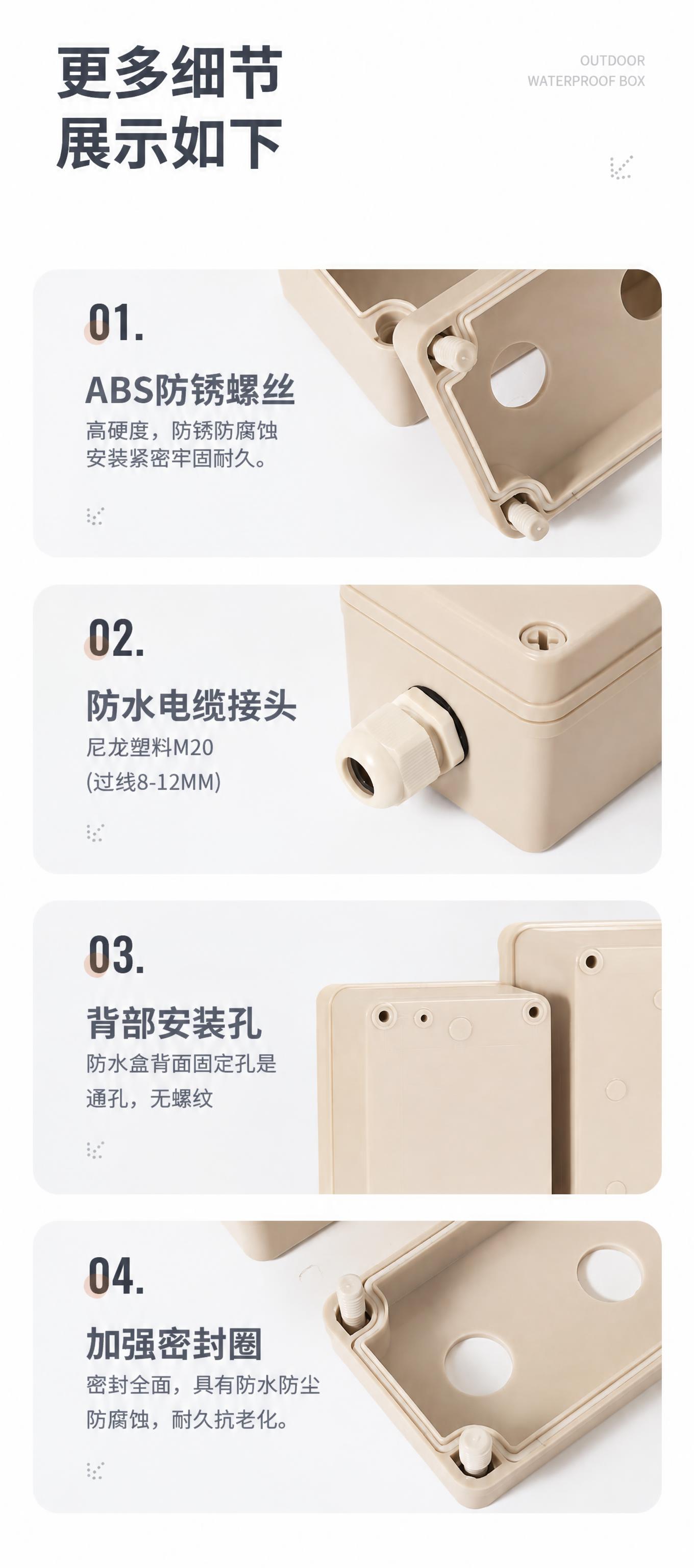 将图一中所有白色/灰色接线盒产品的颜色，统一替换为图二产品的米… - 图片创意预览