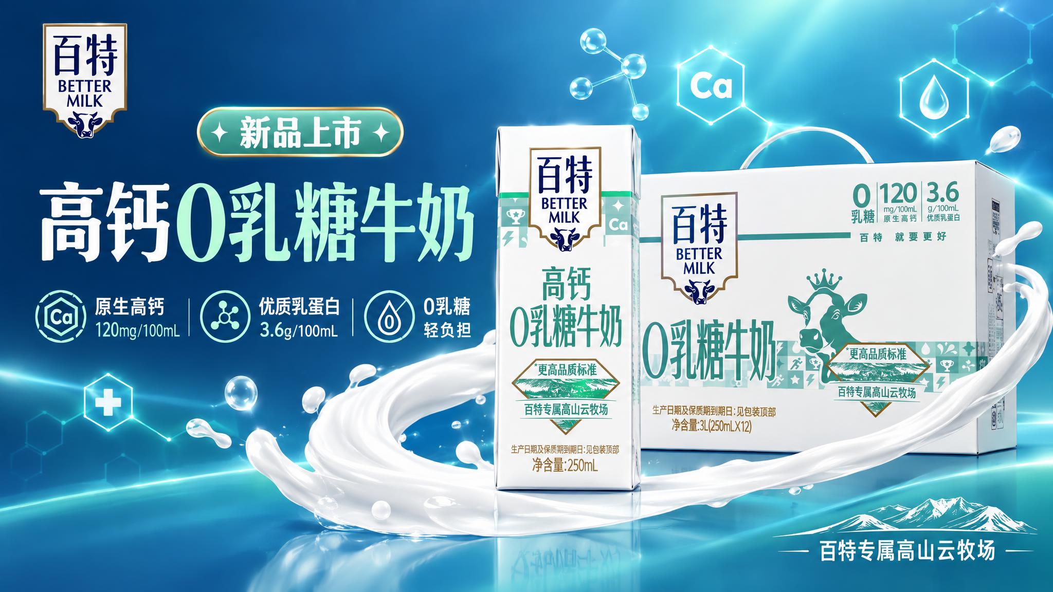 使用【图1】百特高钙0乳糖牛奶单支250mL包装（205.pn… - 图片创意预览