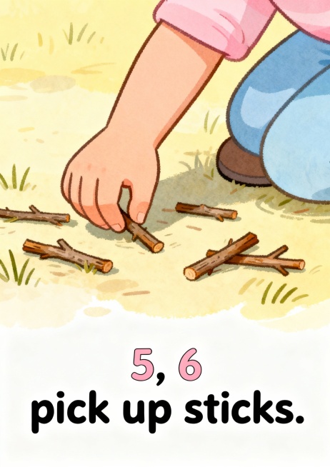 1, 2 Buckle My Shoe
1, 2 buckle my shoe.
3, 4 shut the door.
5, 6 pick up sticks.
7, 8 lay them stra预览效果