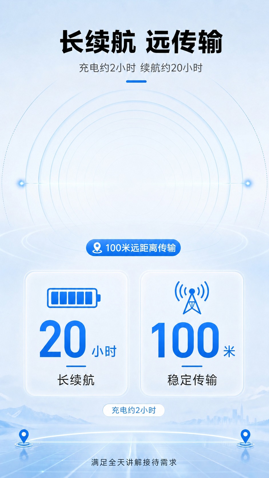 去掉图中两个黑色的讲解器产品（左边带天线的主机和右边带耳挂的接… - 图片创意预览