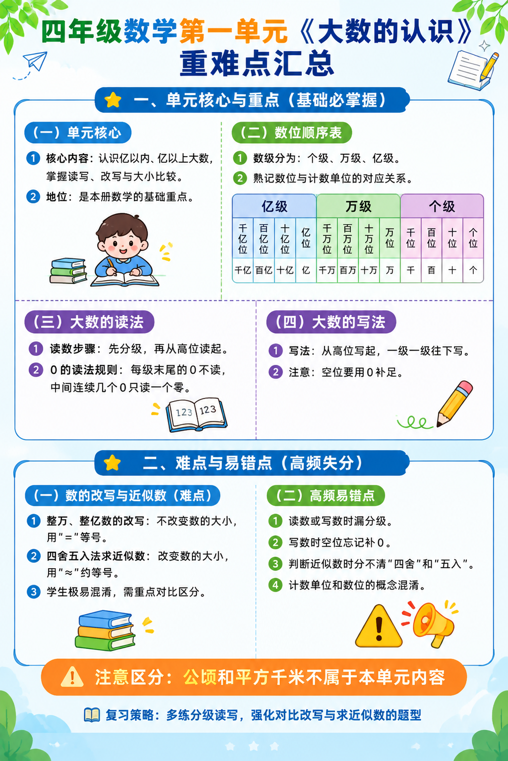 参考图的版式骨架复刻，将内容替换为四年级数学第一单元《大数的认… - 图片创意预览