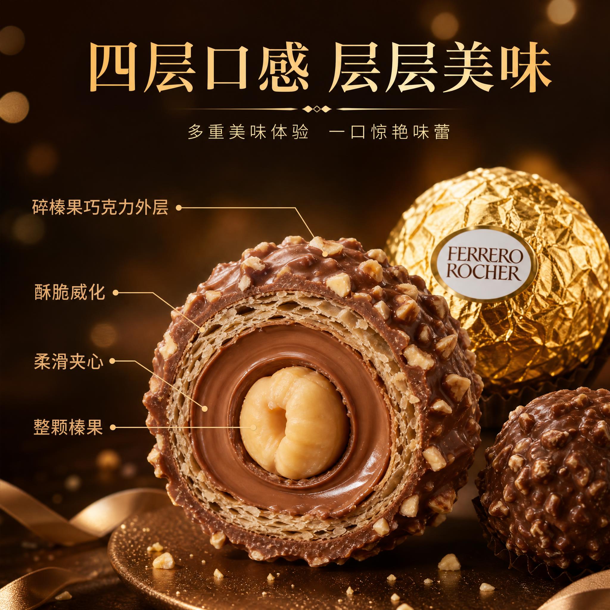 [主图-2] 费列罗Rocher榛果威化巧克力细节图，展示内部… - 图片创意预览