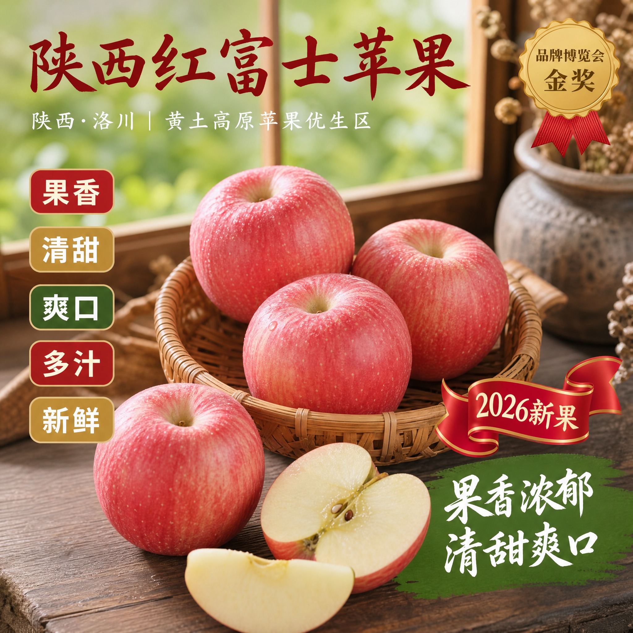 京东生鲜电商主图，800×800像素，1:1正方形。背景为农家… - 图片创意预览