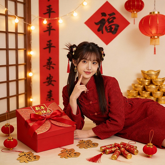 融合三张图喜庆元素，生成新喜庆画面