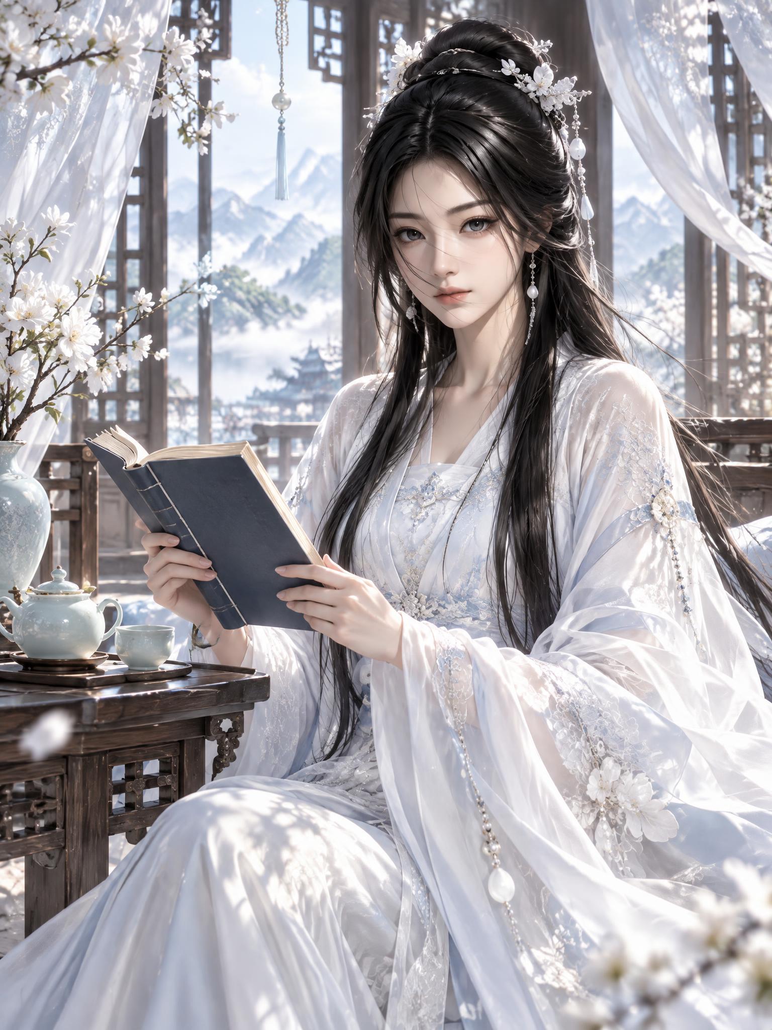 基于参考图中的女子进行古风仙子化重绘，保持她本人的辨识度：年轻… - 图片创意预览