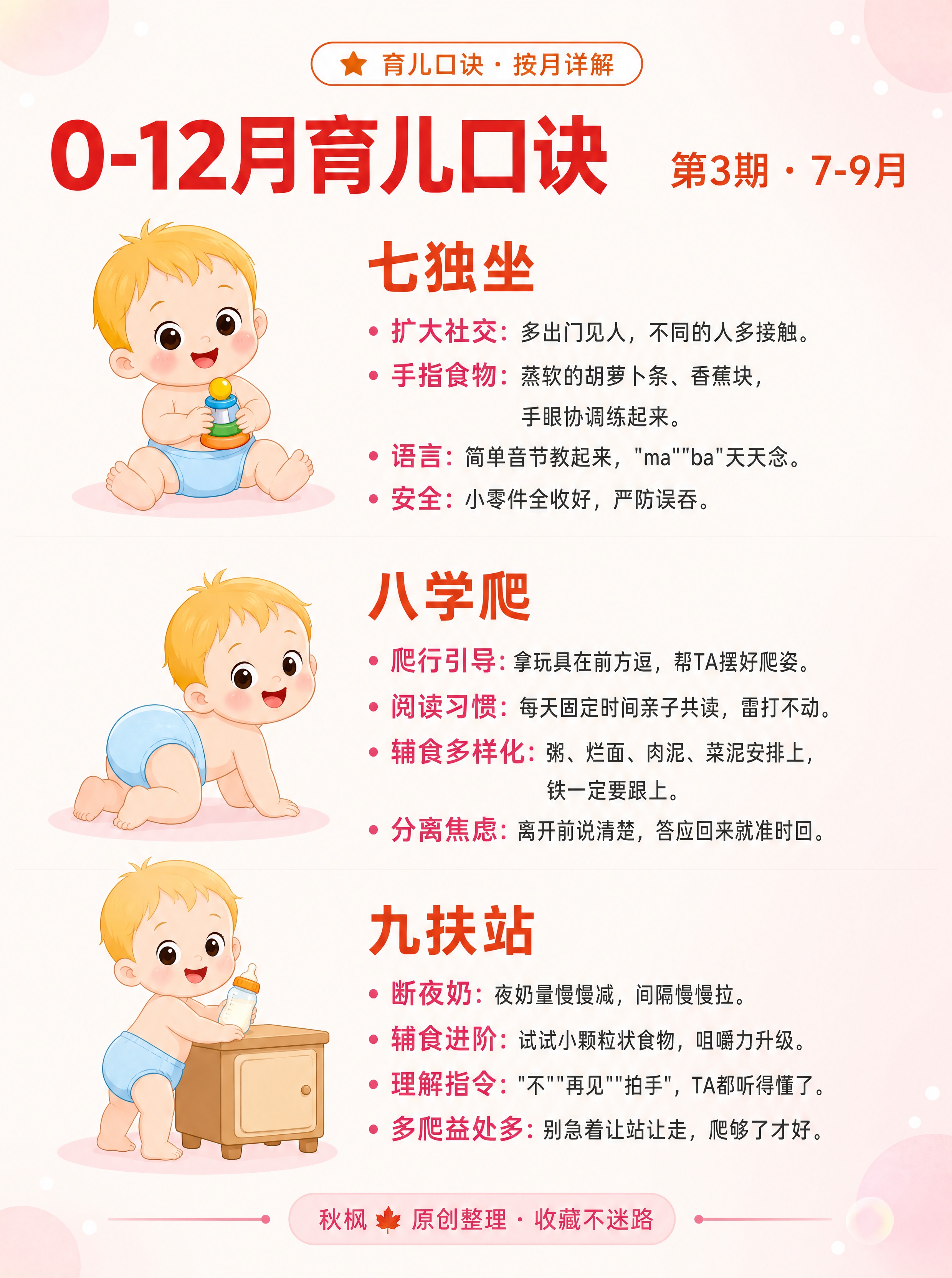 小红书母婴科普信息图（第3期 7-9月），3:4竖版，超高清，… - 图片创意预览