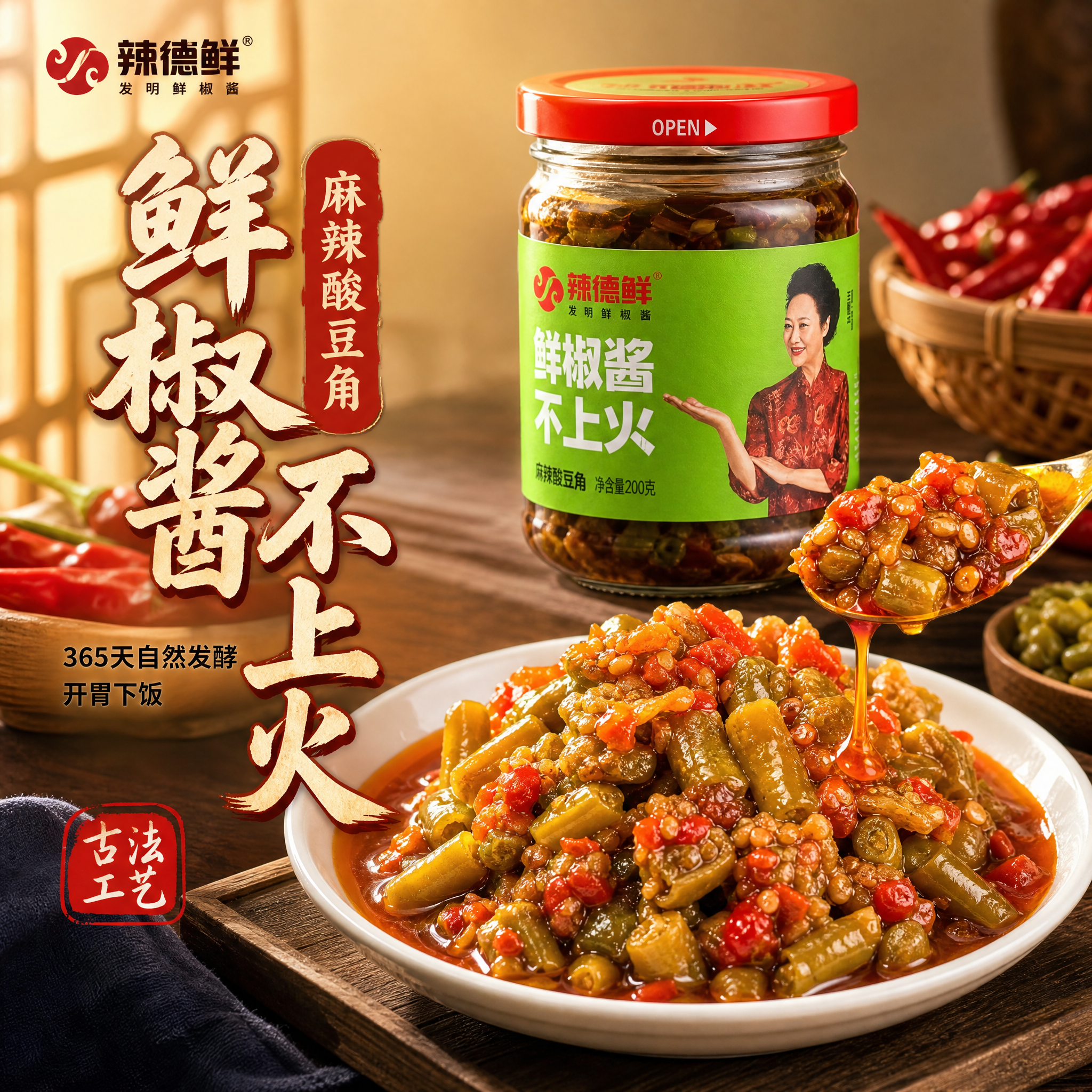 [主图-1] 首图点击率 突出麻辣酸豆角鲜椒酱的食欲感与核心卖… - 图片创意预览