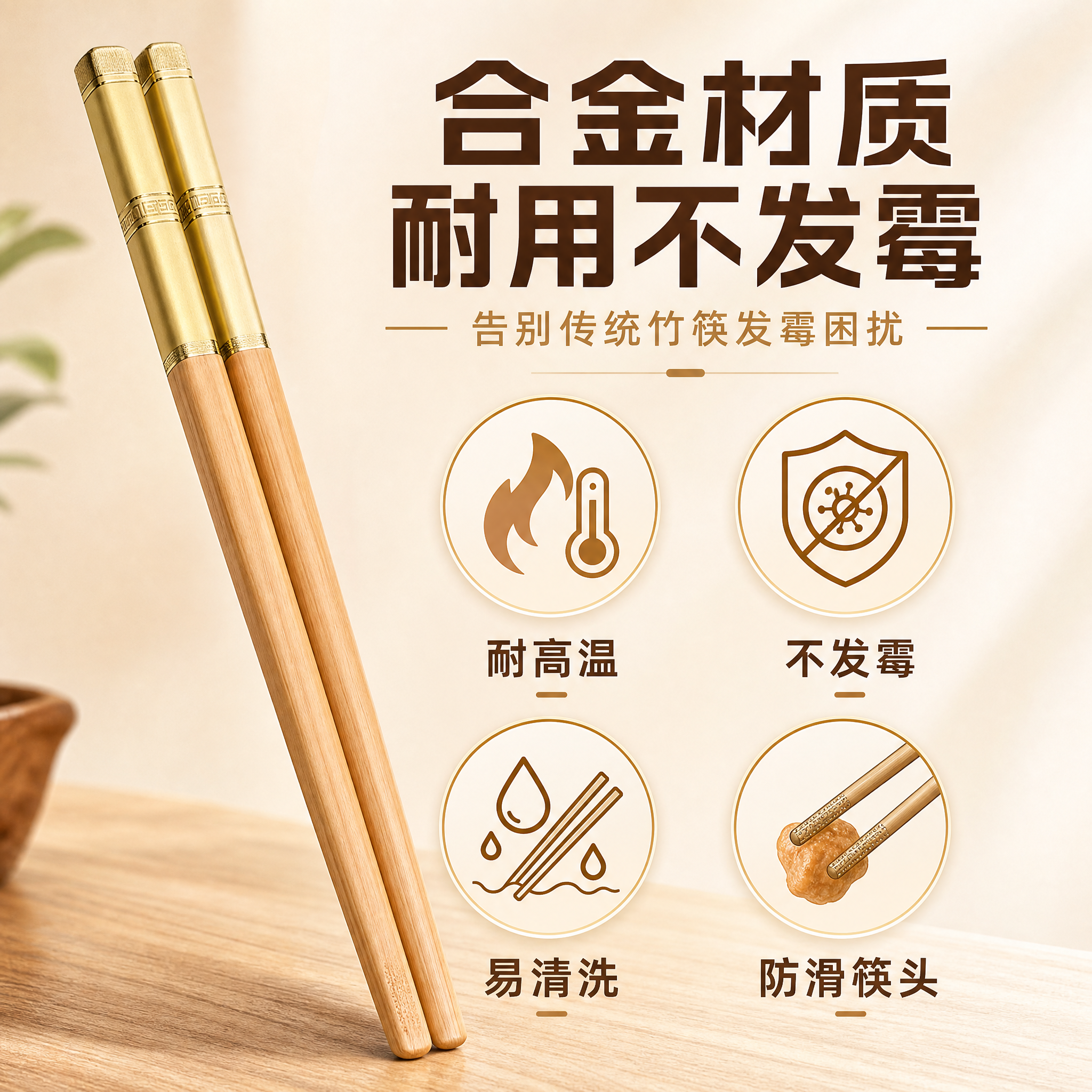 [主图-2] 核心亮点 合金筷材质优势与使用价值 主题：不发霉… - 图片创意预览