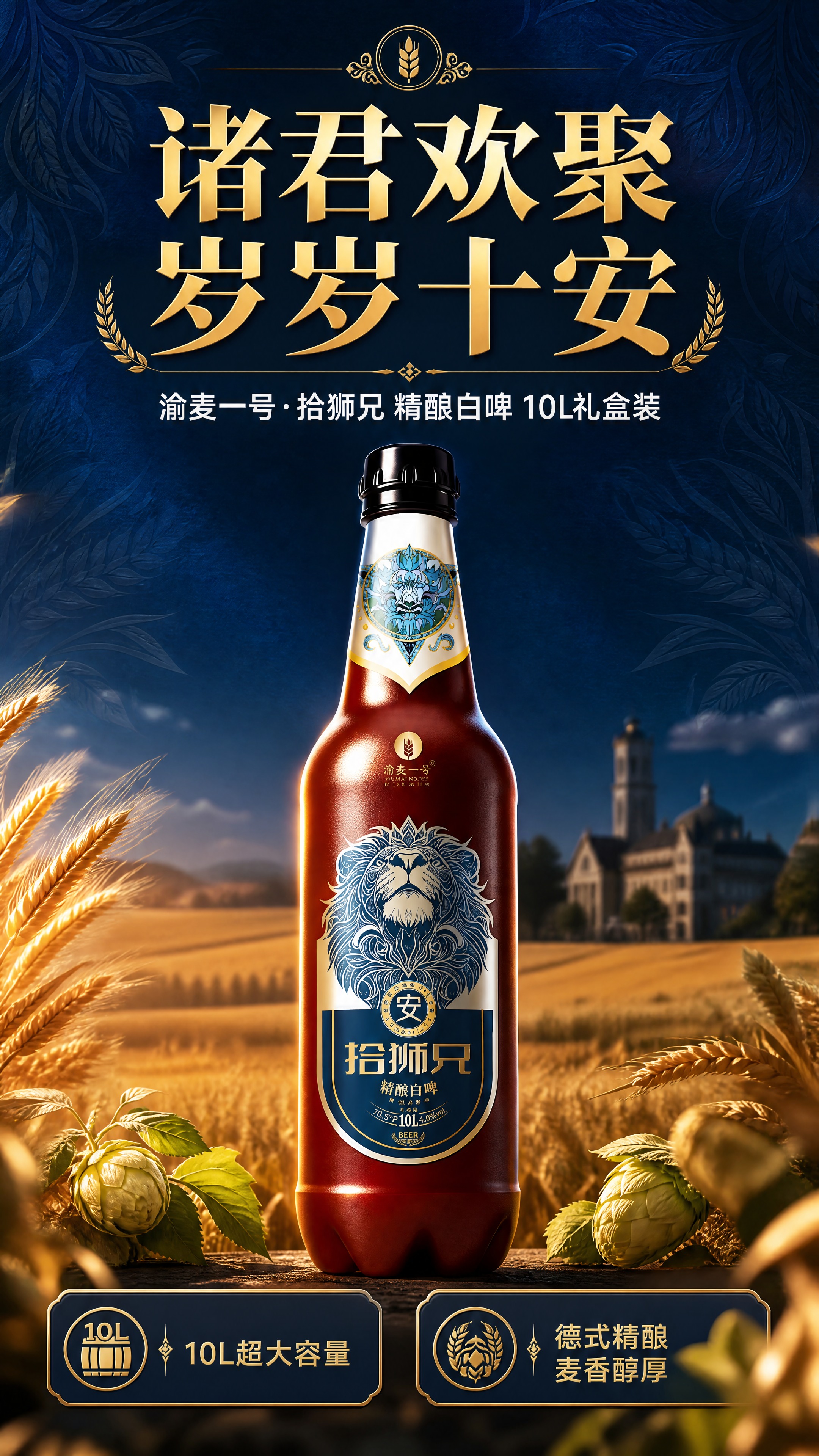 [商品] 使用【图1】渝麦一号·拾狮兄精酿白啤10L装；保留瓶… - 图片创意预览