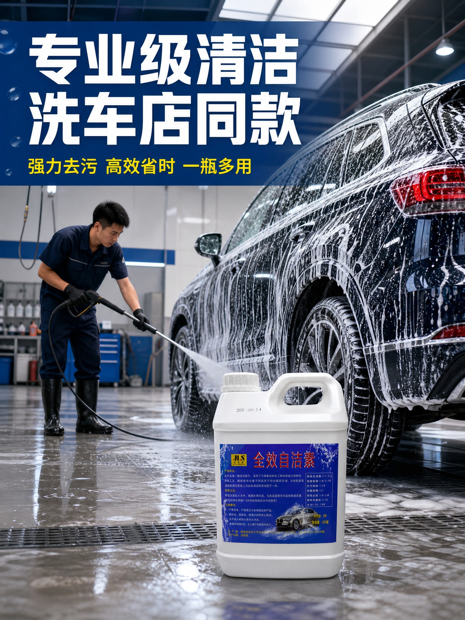 [主图-4] 真实洗车场景沉浸图，专业洗车店使用场景，竖版3:… - 图片创意预览