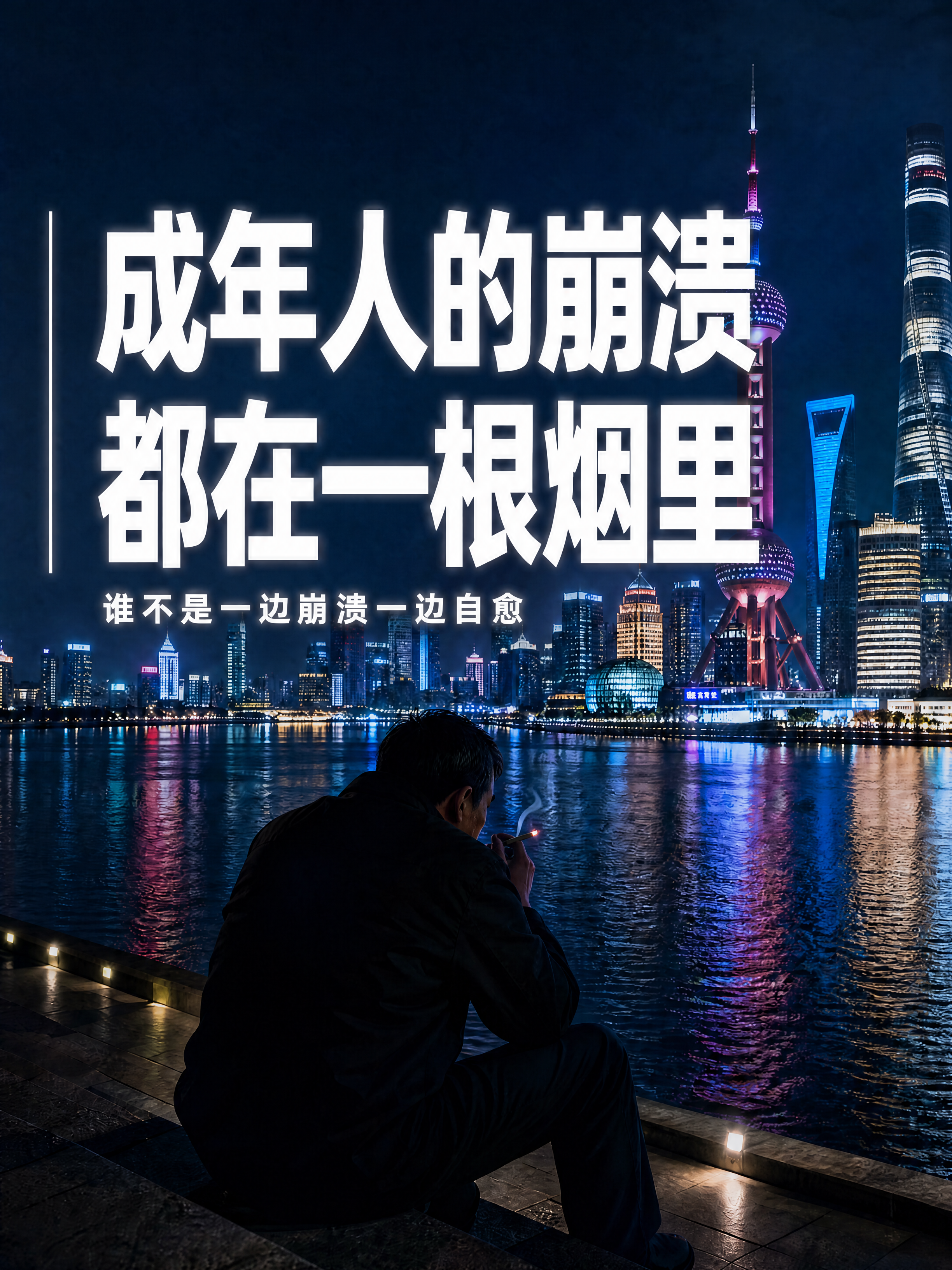 去除画面右下角的香烟emoji贴纸和白色烟雾，用周围的江边地面… - 图片创意预览