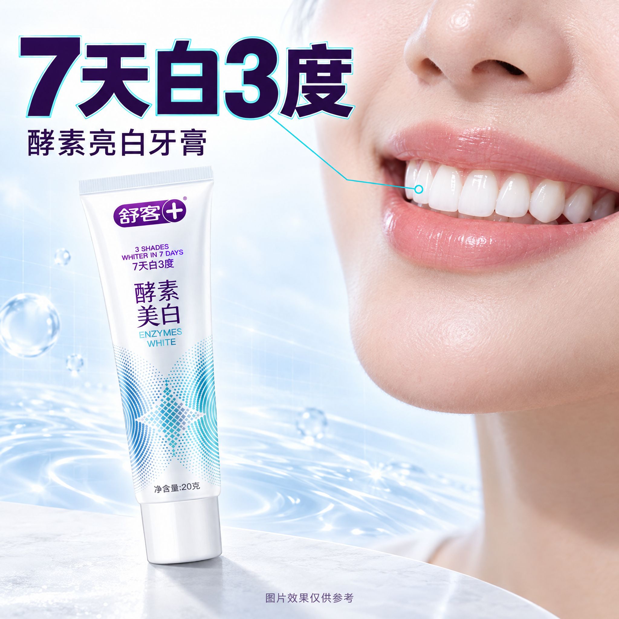 [主图-2] 舒客+ 酵素美白牙膏核心数据页，唯一任务是把包装… - 图片创意预览