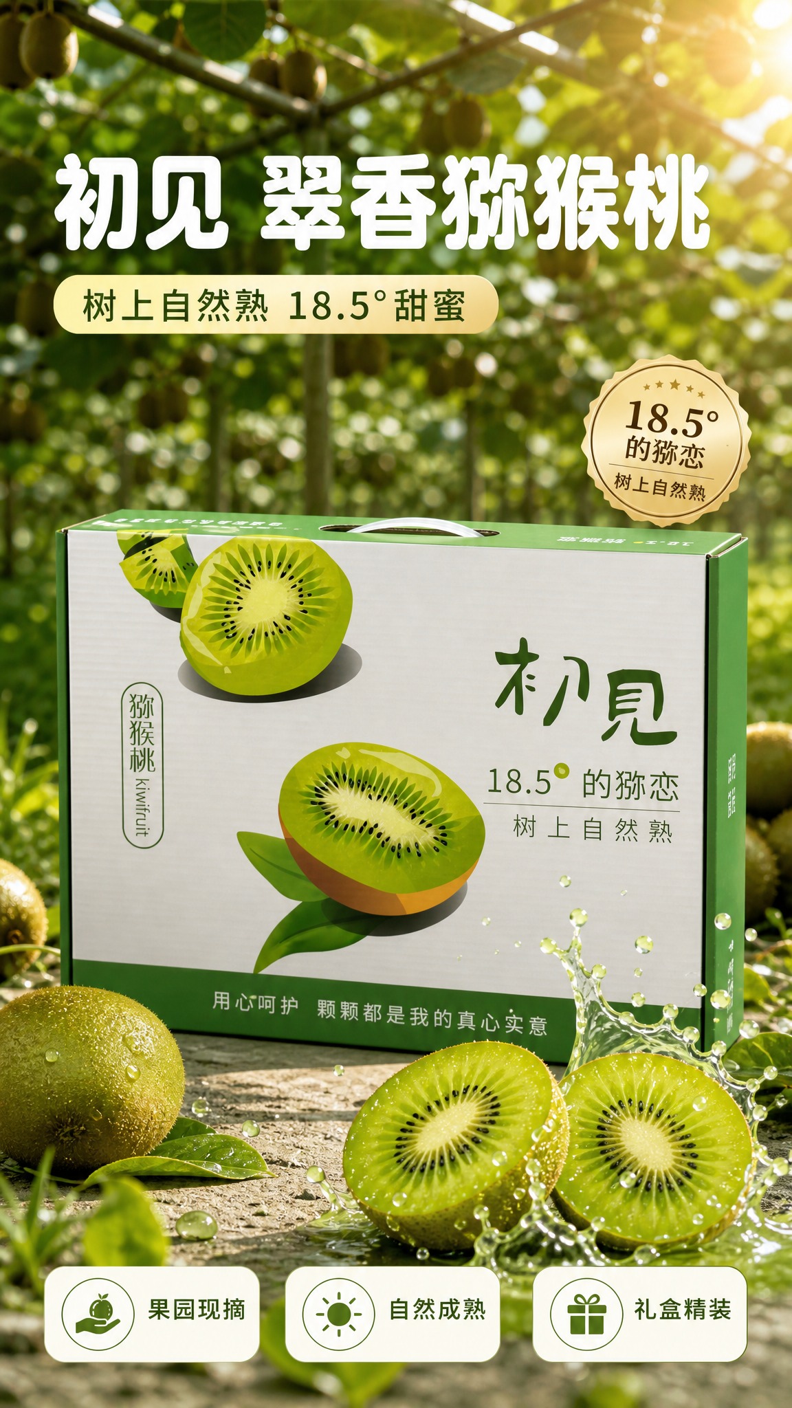 [商品] 使用【图1】陕西翠香猕猴桃礼盒装（初见品牌手提礼盒，… - 图片创意预览