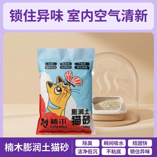 我的产品是猫砂，帮我做10张主图预览效果