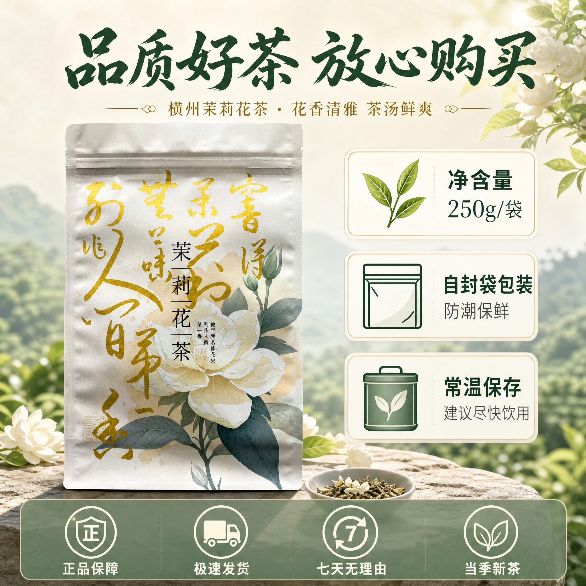 [主图-5] 横州茉莉花茶规格与服务承诺图，促进转化下单。 [… - 图片创意预览