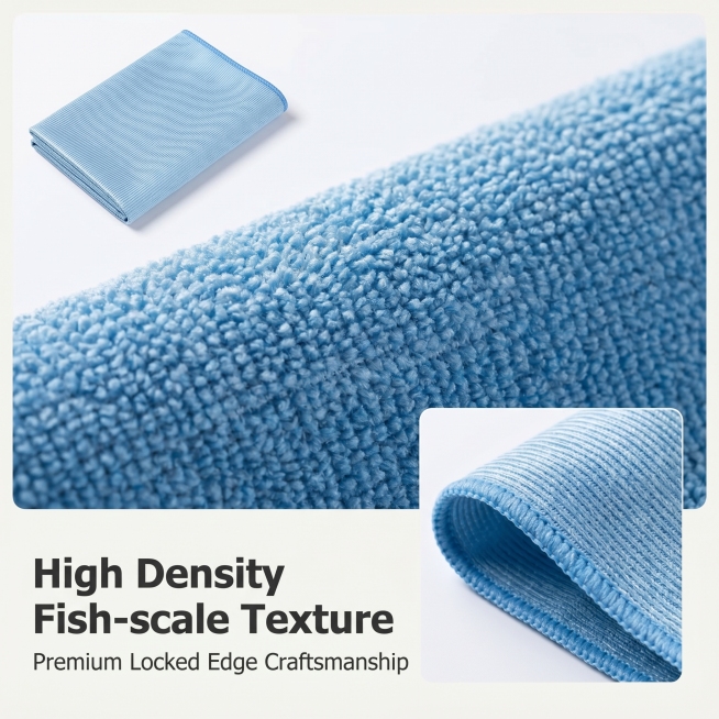 [Main image 3] Material detail close-up of microfiber cleaning towel. [Atmosphere Style] Professiona预览效果
