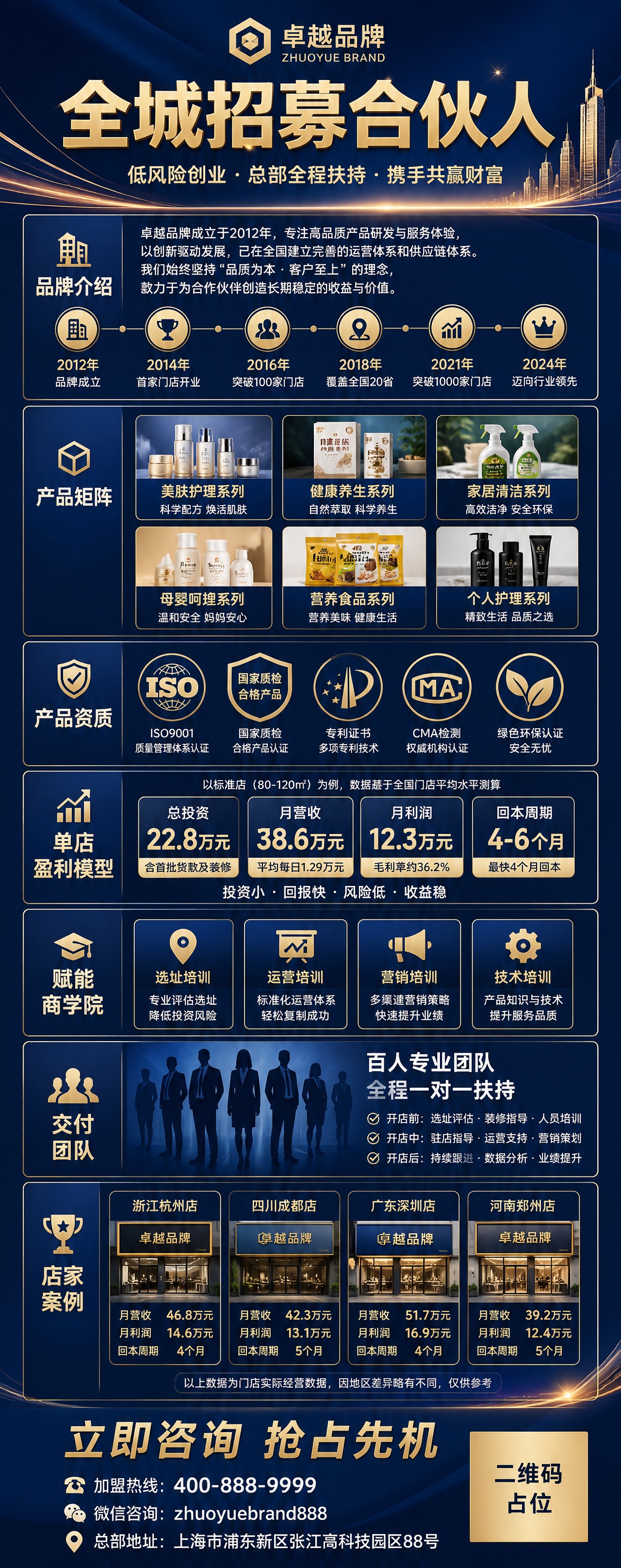 一张高端商务风格的招商加盟易拉宝展架海报，竖版2:5比例，版式… - 图片创意预览