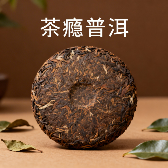 茶瘾普洱茶相关的头像图，以普洱茶、茶叶、古朴茶饼为核心元素，搭配国风简约质感，暖棕色调，适合作为个人头像使用，风格清新雅致，画面聚焦主体，辨识度高预览效果