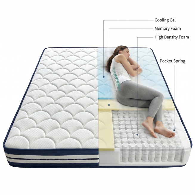 Keep the original mattress appearance consistent. Second function image: display the internal pocket预览效果