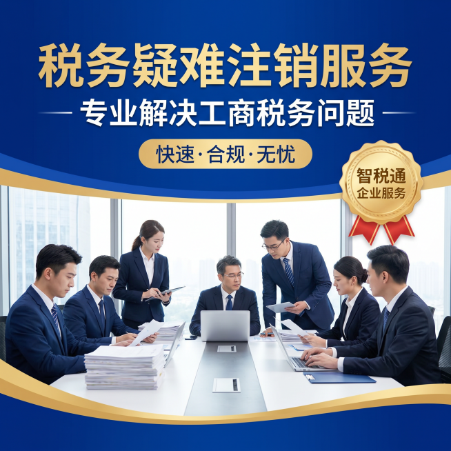 税务疑难注销服务商务宣传图，展现专业解决工商税务问题的服务形象预览效果