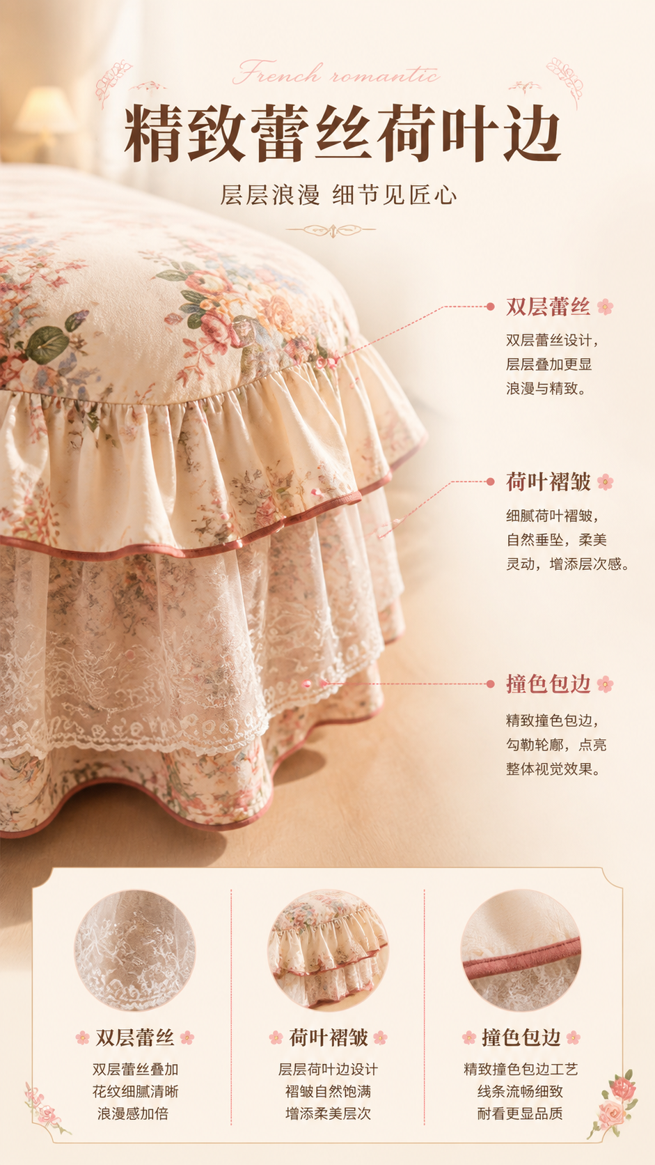 [商品] 使用【图1】法式复古碎花床裙款四件套；商品处理：保留… - 图片创意预览
