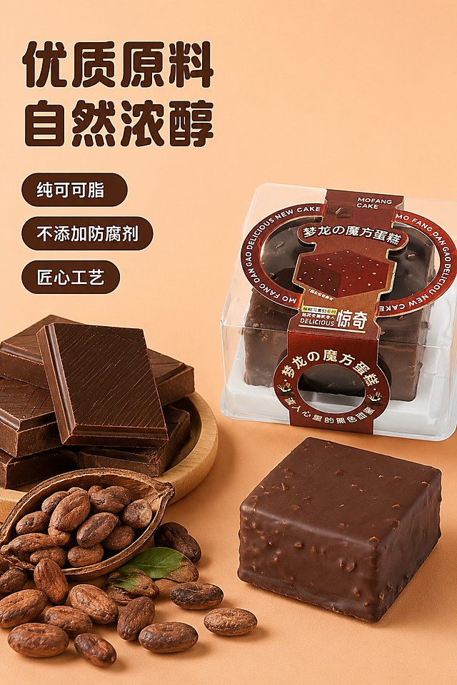 「图片1」，生成一套主图（6张）和详情页，商品名称是沃立森梦龙魔方慕斯蛋糕，适配淘宝/天猫平台，主图比例为1:1